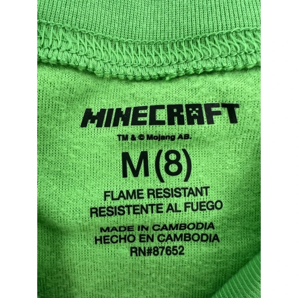 Minecraft Pajamas Boys Medium Size 8 Fleece 2-Piece Long Sleeve Shirt Pants TNT